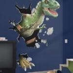 Dinosaur breaking through wall