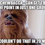 Grrrrrrrrrrrrrrrrrrrwwwwlll | CHEWBACCA - CAN GET TO THE POINT IN JUST ONE GROWL; MY EX COULDN'T DO THAT IN 20 MINUTES | image tagged in chewbacca,my templates challenge,get to the point,still waiting,star wars,memes | made w/ Imgflip meme maker