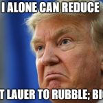 Donald Trump | I ALONE CAN REDUCE; MATT LAUER TO RUBBLE; BIGLY! | image tagged in donald trump | made w/ Imgflip meme maker