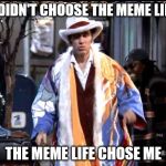 Meme Life | I DIDN'T CHOOSE THE MEME LIFE; THE MEME LIFE CHOSE ME | image tagged in meme life | made w/ Imgflip meme maker