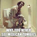 Mexican food | WHY YOU NEVER SEE MEXICAN ZOMBIES | image tagged in zombie toilet | made w/ Imgflip meme maker