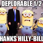 deplorable me | DEPLORABLE 1/2; THANKS HILLY-BILLY | image tagged in deplorable me | made w/ Imgflip meme maker