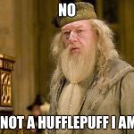 Dumbledore | NO; I AM NOT A HUFFLEPUFF I AM 150 | image tagged in dumbledore | made w/ Imgflip meme maker