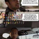 amiibo the rock | Say, we got a lot of amiibos. Pokémon Sun & Moon is coming, so I have this feeling a Pichu amiibo is missing from this group. A new Pokémon game without new amiibos? But all Pokémon games after Gen. 2 have Pichu. | image tagged in amiibo the rock | made w/ Imgflip meme maker