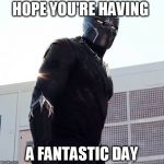 Black Panther | HOPE YOU'RE HAVING; A FANTASTIC DAY | image tagged in black panther | made w/ Imgflip meme maker