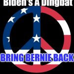 Peace with Bernie | Biden's A Dingbat; BRING BERNIE BACK | image tagged in bernie sanders | made w/ Imgflip meme maker
