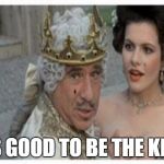 Mel brooks king | IT'S GOOD TO BE THE KING. | image tagged in mel brooks king | made w/ Imgflip meme maker