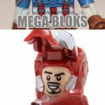 Lego Captain America: Civil War | MEGA BLOKS; LEGO | image tagged in lego minmate,marvel,iron man,captain america civil war,memes,captain america | made w/ Imgflip meme maker