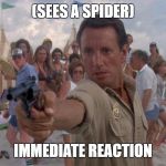 Brody loses it | (SEES A SPIDER); IMMEDIATE REACTION | image tagged in brody loses it | made w/ Imgflip meme maker