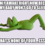 Tired  | I'M ONLY AWAKE RIGHT NOW BECAUSE MY BABY WON'T GO TO SLEEP; BUT THAT'S NONE OF YOUR... ZZZZZZZZZ | image tagged in tired | made w/ Imgflip meme maker