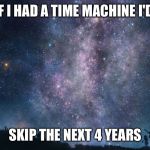 I'd SO do it | IF I HAD A TIME MACHINE I'D; SKIP THE NEXT 4 YEARS | image tagged in time travel,memes,bill and ted,bill and ted's excellent adventure,bill and ted's bogus journey | made w/ Imgflip meme maker