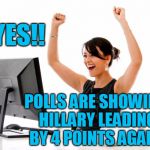 Gotta love those MSM polls! | YES!! POLLS ARE SHOWING HILLARY LEADING BY 4 POINTS AGAIN! | image tagged in wow | made w/ Imgflip meme maker