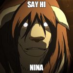 Nina | SAY HI; NINA | image tagged in nina | made w/ Imgflip meme maker