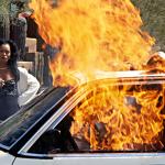 Burning Car Lady