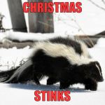 Skunk in Snow | CHRISTMAS; STINKS | image tagged in skunk in snow | made w/ Imgflip meme maker