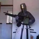 Crusader knight with M60 Machine Gun meme