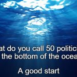 The ocean | What do you call 50 politicians at the bottom of the ocean? A good start | image tagged in the ocean | made w/ Imgflip meme maker