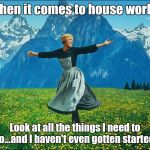 Sound of music lady | When it comes to house work... Look at all the things I need to do...and I haven't even gotten started. | image tagged in sound of music lady | made w/ Imgflip meme maker