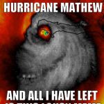 Hurricane Mathew | I EVACUATED FOR HURRICANE MATHEW; AND ALL I HAVE LEFT IS THIS LOUSY MEME | image tagged in hurricane mathew | made w/ Imgflip meme maker