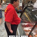 Saggy Breast Lady | CHICKEN? YES! I'LL HAVE 2 BREASTS PLEASE? | image tagged in saggy breast lady | made w/ Imgflip meme maker