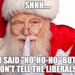 Santa Claus | SHHH.... I SAID "HO-HO-HO" BUT DON'T TELL THE LIBERALS!! | image tagged in santa claus | made w/ Imgflip meme maker