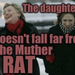 muther daughter clintons | The daughter BRAT; doesn't fall far from; The Muther; RAT | image tagged in muther daughter clintons | made w/ Imgflip meme maker