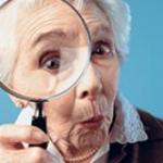Old lady magnifying glass