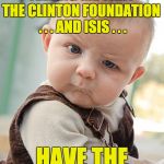 Saudi Arabia and Qatar support both ISIS and Hillary Clinton. Wonder if she will return the money? | WAIT, YOU'RE TELLING ME THAT; THE CLINTON FOUNDATION . . . AND ISIS . . . HAVE THE SAME DONORS? | image tagged in skeptical baby big,hilary clinton,clinton foundation,corruption,lying skank hillary clinton | made w/ Imgflip meme maker