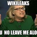Am I the only one that sees a striking resemblance to the "Y U No" guy? | WIKILEAKS; Y  U  NO LEAVE ME ALONE | image tagged in hillary what difference does it make,wikileaks,memes,corruption,email scandal | made w/ Imgflip meme maker