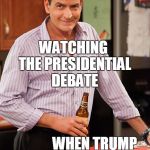 Lemme guess.  You thought that was so cool,  huh?? | THIS IS YOU; WATCHING THE PRESIDENTIAL DEBATE; WHEN TRUMP WAS LURKING BEHIND HILLARY | image tagged in drunk | made w/ Imgflip meme maker