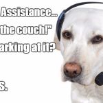 Doggo Assistance | Yes, this is Doggo Assistance... "My ball is under the couch!"; Have you tried barking at it? "It didn't work."; This is serious. | image tagged in funny,memes,dog | made w/ Imgflip meme maker