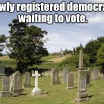 Graveyard | Newly registered democrats waiting to vote. | image tagged in graveyard | made w/ Imgflip meme maker