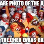 Ched Evans is Innocent ! | A RARE PHOTO OF THE JURY; IN THE CHED EVANS CASE | image tagged in clowns | made w/ Imgflip meme maker