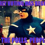 Capt. America: To the polls, people!
 | EARLY VOTING HAS BEGUN! TO THE POLLS, PEOPLE! | image tagged in captain america approves | made w/ Imgflip meme maker