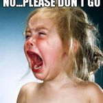 Baby Girl Crying  | NO...PLEASE DON'T GO | image tagged in baby girl crying | made w/ Imgflip meme maker