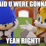 Sonic's Reaction To The Secret Behind The Result of 21-1 | SO U SAID U WERE GONNA GET IT; YEAH RIGHT! | image tagged in sonic's reaction to the secret behind the result of 21-1 | made w/ Imgflip meme maker