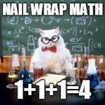 Teacher Cat | NAIL WRAP MATH 1+1+1=4 | image tagged in teacher cat | made w/ Imgflip meme maker