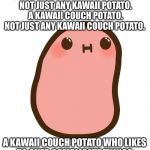 But I'm still cute | I AM A POTATO.
A KAWAII POTATO. NOT JUST ANY KAWAII POTATO. A KAWAII COUCH POTATO. NOT JUST ANY KAWAII COUCH POTATO. A KAWAII COUCH POTATO WHO LIKES TO OVER COMPLICATE THINGS. | image tagged in kawaii,potato,confusing | made w/ Imgflip meme maker