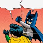 Batman Slapping Robin Lego meme