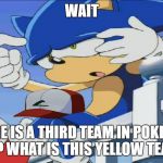 Nobody Knows :( | WAIT; THERE IS A THIRD TEAM IN POKEMON GO? WHAT IS THIS YELLOW TEAM? | image tagged in sonic can't remember - sonic x,pokemon go,pokemon go is life,pokemon go team instinct,team instinct | made w/ Imgflip meme maker