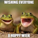 Frog Joy | WISHING EVERYONE; A HOPPY WEEK | image tagged in frog joy | made w/ Imgflip meme maker