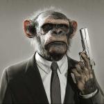 Chimpanzee with Gun meme