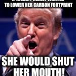 Seems legit! | IF HILLARY REALLY WANTED TO LOWER HER CARBON FOOTPRINT; SHE WOULD SHUT HER MOUTH! | image tagged in trump trademark,hillary clinton | made w/ Imgflip meme maker