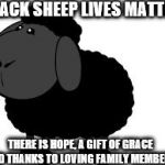 BLACK SHEEP LIVES MATTER | BLACK SHEEP LIVES MATTER; THERE IS HOPE, A GIFT OF GRACE AND THANKS TO LOVING FAMILY MEMBERS | image tagged in family | made w/ Imgflip meme maker