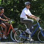 Obama Mom Jeans on Bike
