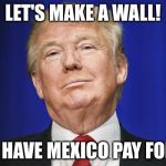 Make a wall | LET'S MAKE A WALL! AND HAVE MEXICO PAY FOR IT! | image tagged in make a wall | made w/ Imgflip meme maker