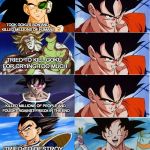 my name is goku | TOOK GOKU'S SON AND KILLED MILLIONS OF HUMANS; TRIED TO KILL GOKU FOR CRYING TOO MUCH; KILLED MILLIONS OF PEOPLE AND FOUGHT AGAINST FRIEZA IN THE END; TRIED TO DESTROY EARTH TWICE | image tagged in my name is goku | made w/ Imgflip meme maker
