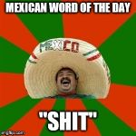 succesful mexican | MEXICAN WORD OF THE DAY; "SHIT" | image tagged in succesful mexican | made w/ Imgflip meme maker