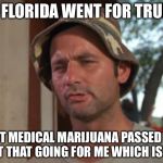 Medical marijuana | SO FLORIDA WENT FOR TRUMP; BUT MEDICAL MARIJUANA PASSED SO I GOT THAT GOING FOR ME WHICH IS NICE | image tagged in bill murry,medical marijuana,memes | made w/ Imgflip meme maker