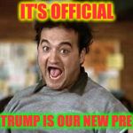 Its Official! | IT'S OFFICIAL; DONALD TRUMP IS OUR NEW PRESIDENT!! | image tagged in its official | made w/ Imgflip meme maker